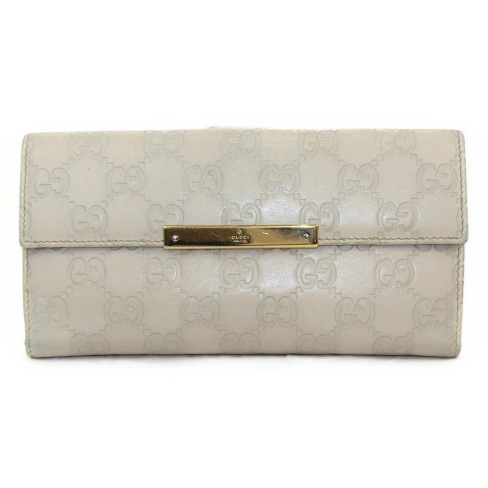 Gucci Guccissima Double Snap Closure Long Wallet Leather White